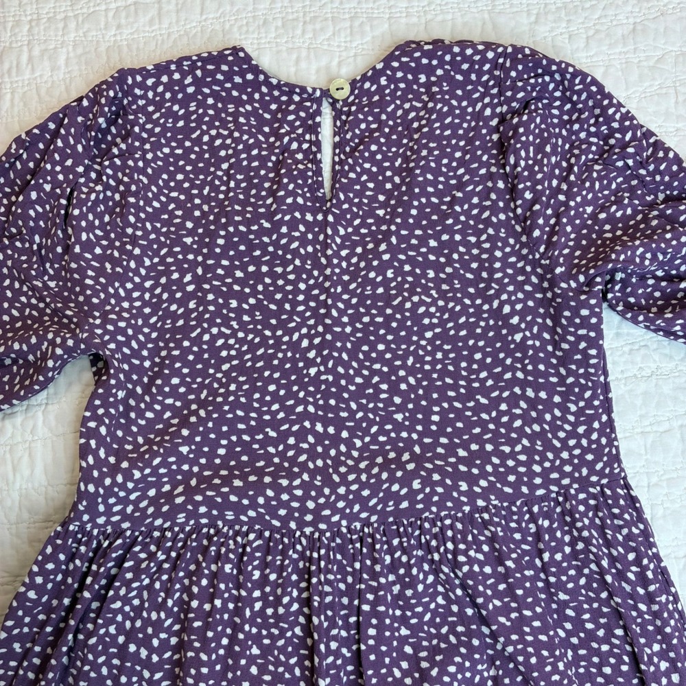 Mister Zimi Grape Vine Lottie Dress Women 2 Abstract Dot Puff Sleeve Tiered Maxi - Picture 10 of 11